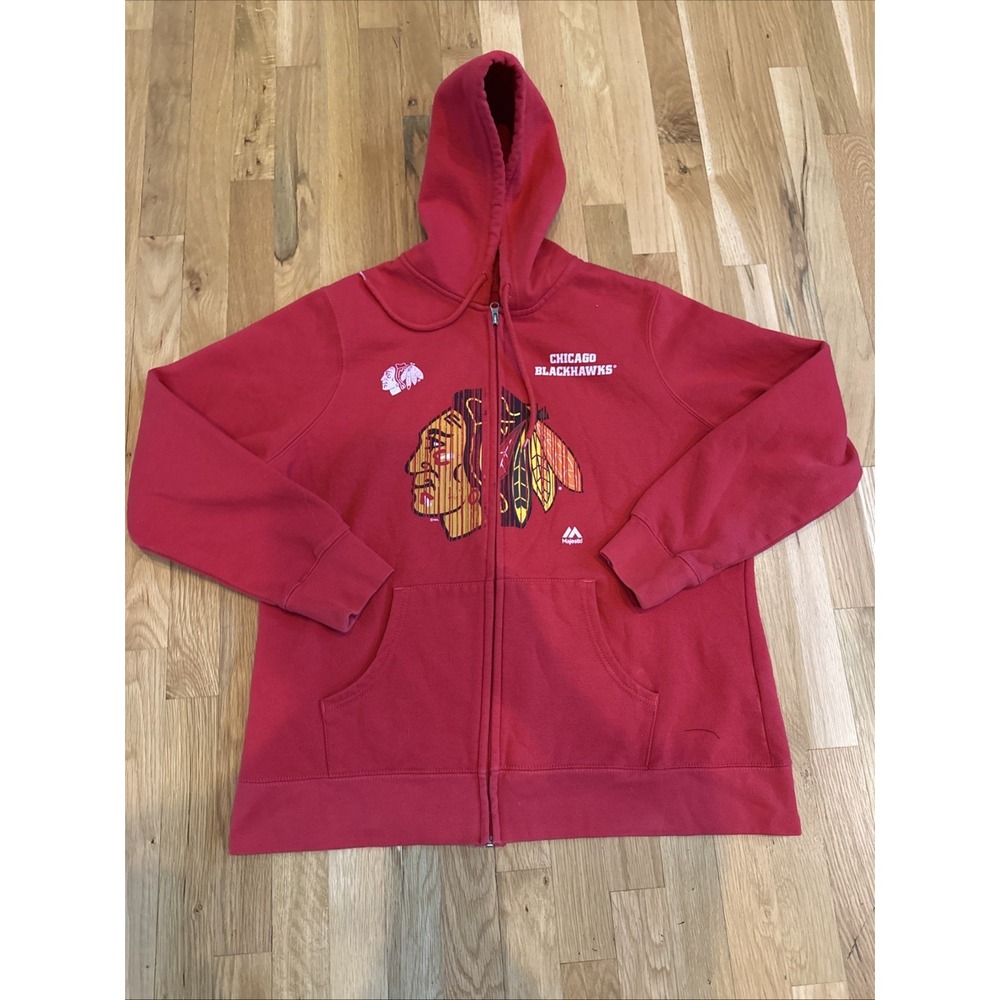 Vintage Chicago Blackhawks Sweatshirt Hoodie Womens 2xL NHL Graphic Print Red